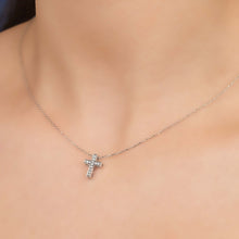 Load image into Gallery viewer, Short Gemstone Cross Pendant Silver
