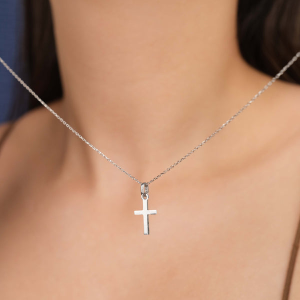 Long Cross Necklace Silver