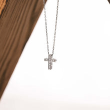 Load image into Gallery viewer, Short Gemstone Cross Pendant Silver
