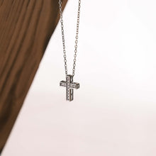 Load image into Gallery viewer, Short Gemstone Cross Pendant Silver
