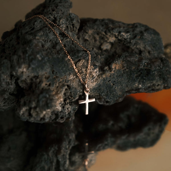 Long Cross Necklace Rose Gold