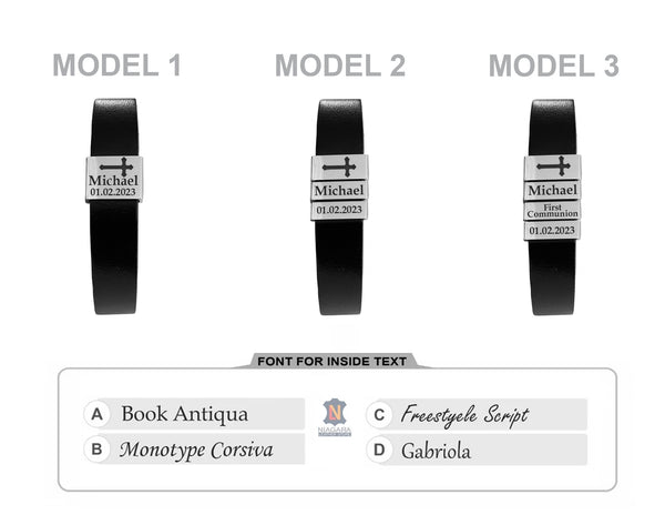 Leather Bracelet for First Communion & Baptism